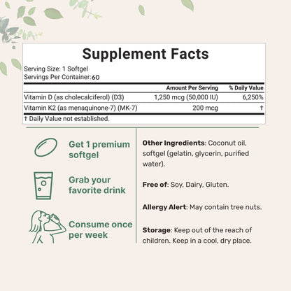 GraviGlow™ Vitamin D3 K2 Soft Gels